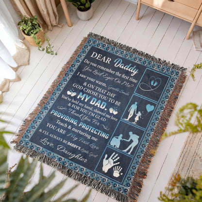 To My Dear Dad” Woven Blanket – Sentimental Father's Day Gift from Child