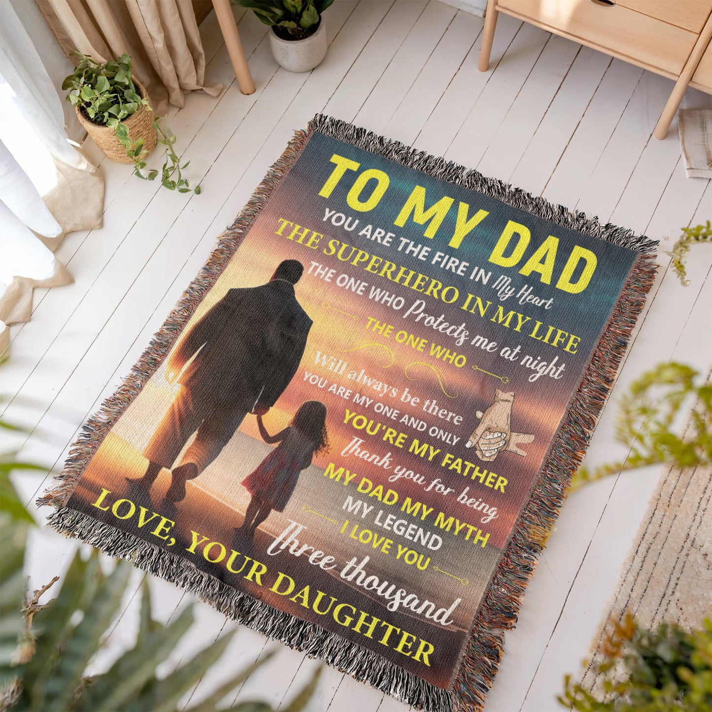To My Dad Woven Blanket – Father Daughter Gift, Superhero Tribute