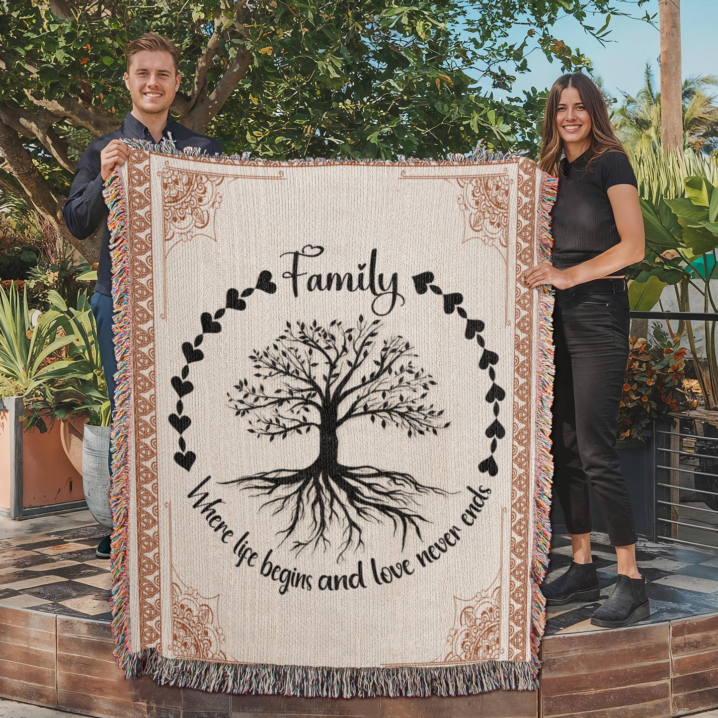 Family Roots, Celtic Tree Woven Blanket Gift for All