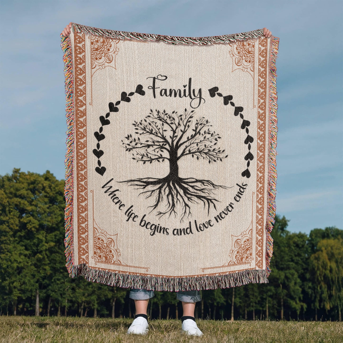 Family Roots, Celtic Tree Woven Blanket Gift for All