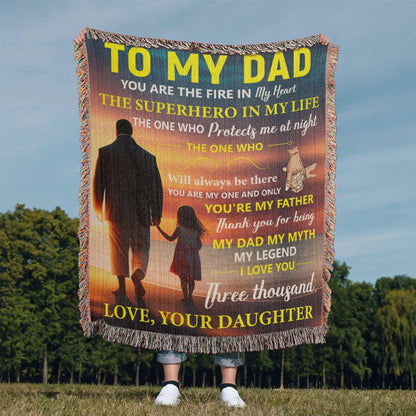 To My Dad Woven Blanket – Father Daughter Gift, Superhero Tribute