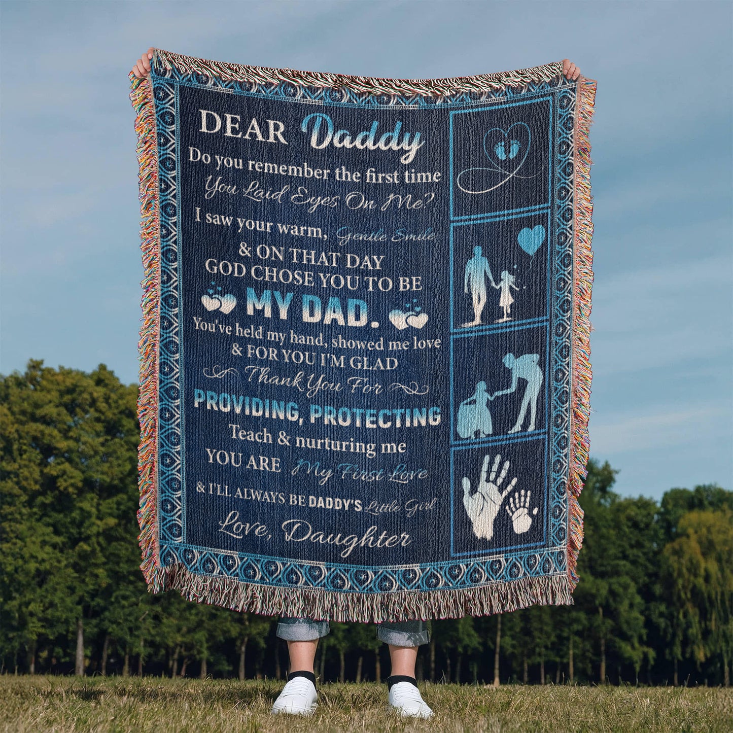 To My Dear Dad” Woven Blanket – Sentimental Father's Day Gift from Child