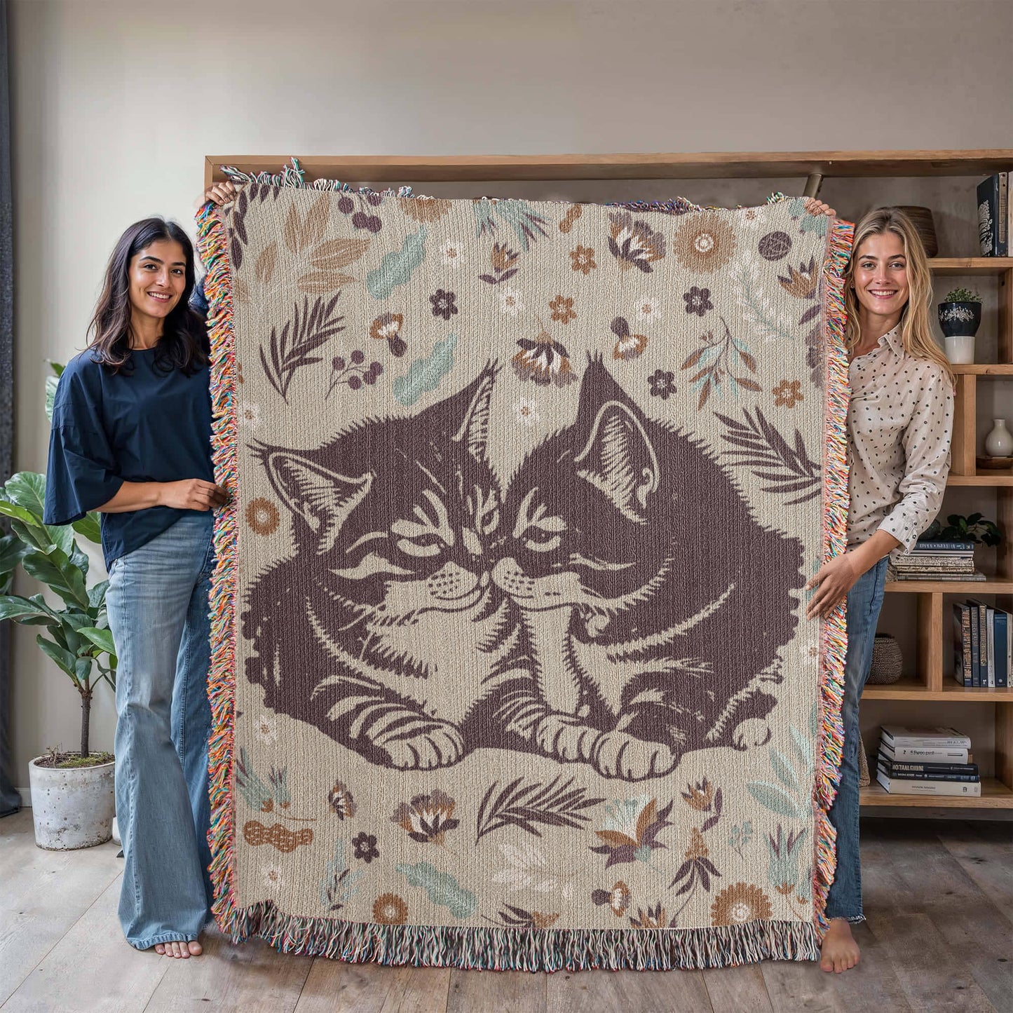 Snuggling Kitties - Woven Blanket for Cozy Comfort