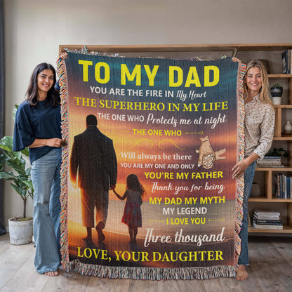 To My Dad Woven Blanket – Father Daughter Gift, Superhero Tribute