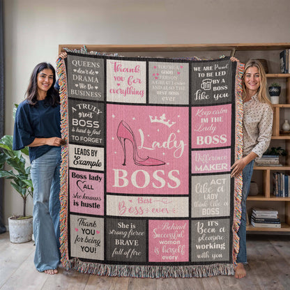 Lady Boss Woven Blanket – Empowering Gift for Women Leaders