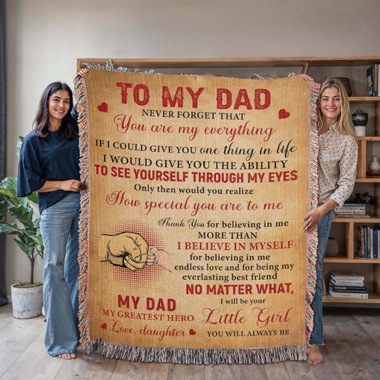 “To My Dad” Woven Blanket – Heartfelt Gift from Daughter