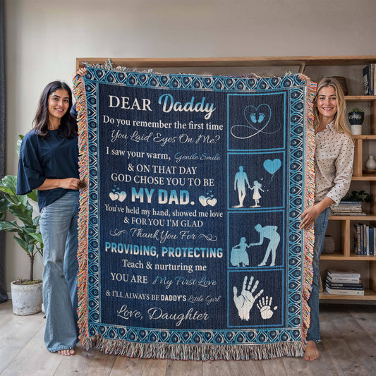 To My Dear Dad” Woven Blanket – Sentimental Father's Day Gift from Child