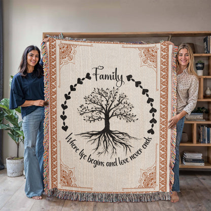 Family Roots, Celtic Tree Woven Blanket Gift for All