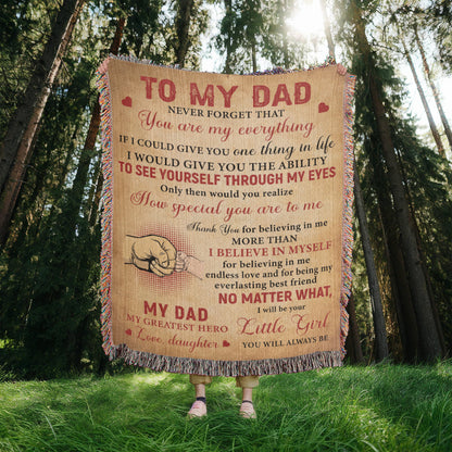 “To My Dad” Woven Blanket – Heartfelt Gift from Daughter