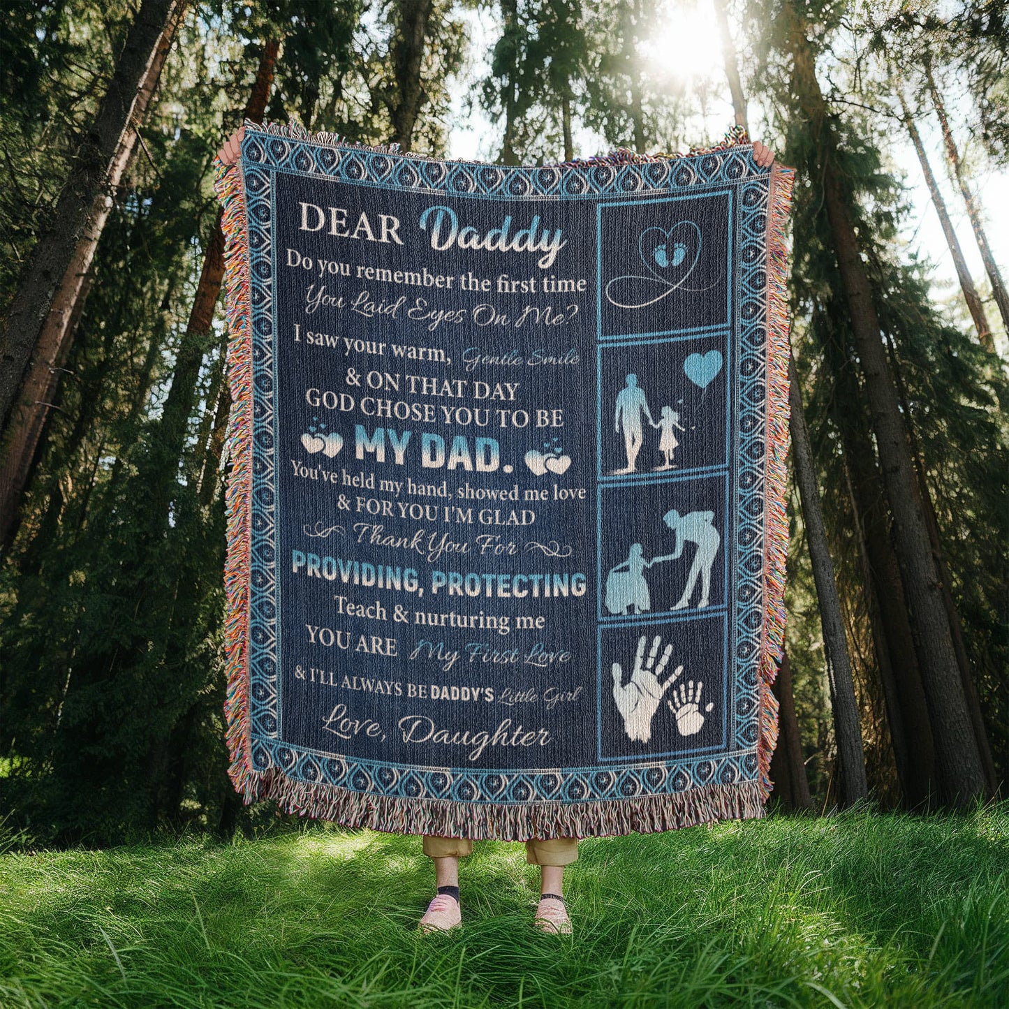 To My Dear Dad” Woven Blanket – Sentimental Father's Day Gift from Child