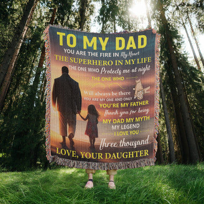 To My Dad Woven Blanket – Father Daughter Gift, Superhero Tribute
