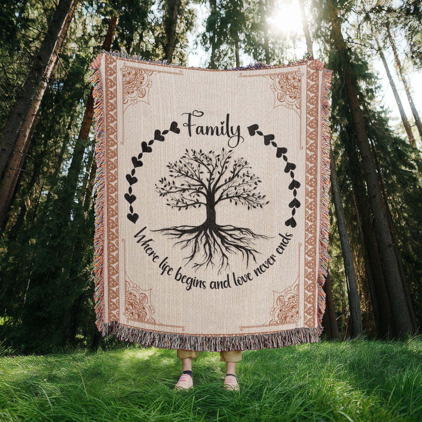 Family Roots, Celtic Tree Woven Blanket Gift for All