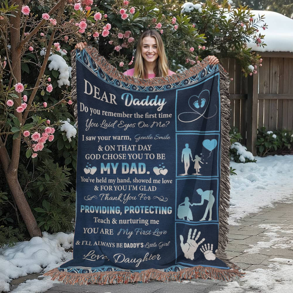 To My Dear Dad” Woven Blanket – Sentimental Father's Day Gift from Child