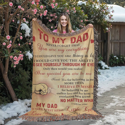 “To My Dad” Woven Blanket – Heartfelt Gift from Daughter