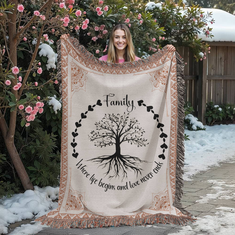 Family Roots, Celtic Tree Woven Blanket Gift for All