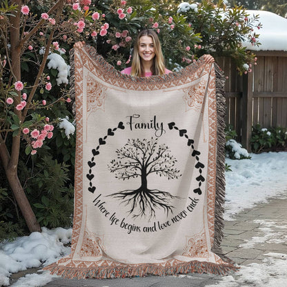 Family Roots, Celtic Tree Woven Blanket Gift for All