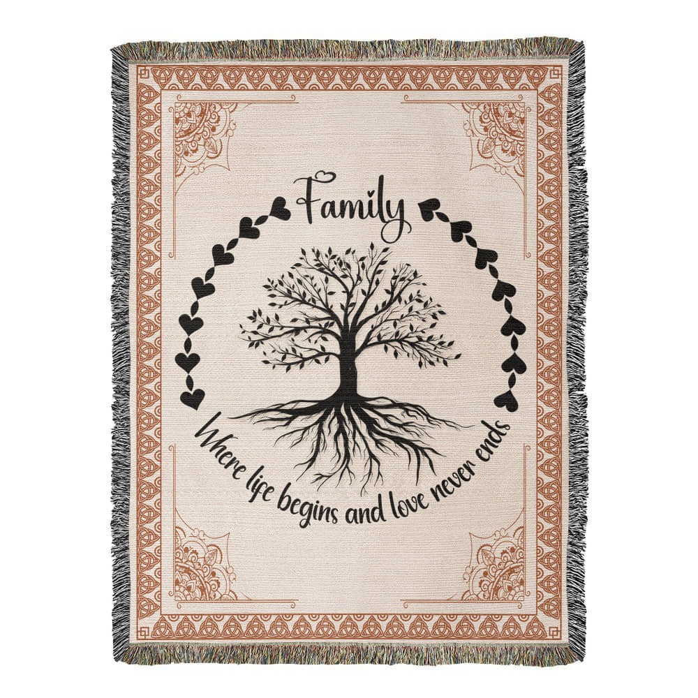 Family Roots, Celtic Tree Woven Blanket Gift for All