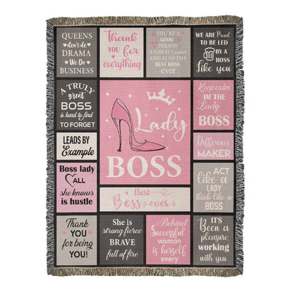 Lady Boss Woven Blanket – Empowering Gift for Women Leaders