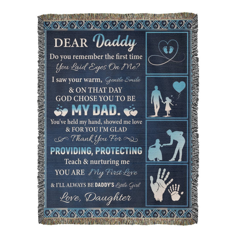 To My Dear Dad” Woven Blanket – Sentimental Father's Day Gift from Child