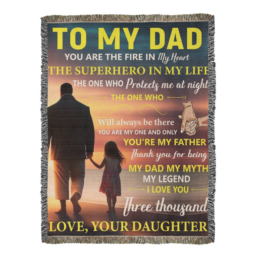 To My Dad Woven Blanket – Father Daughter Gift, Superhero Tribute