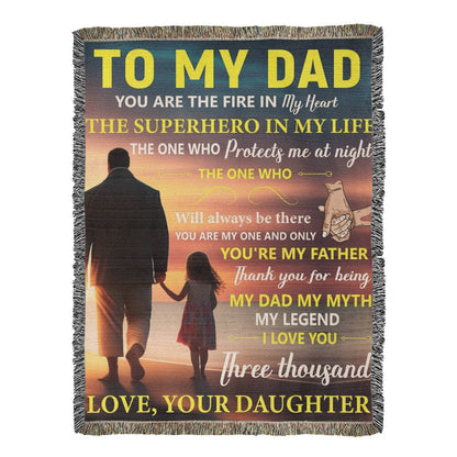 To My Dad Woven Blanket – Father Daughter Gift, Superhero Tribute