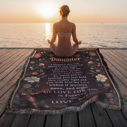 To My Daughter Woven Blanket Love from Mom Gift Cozy Throw