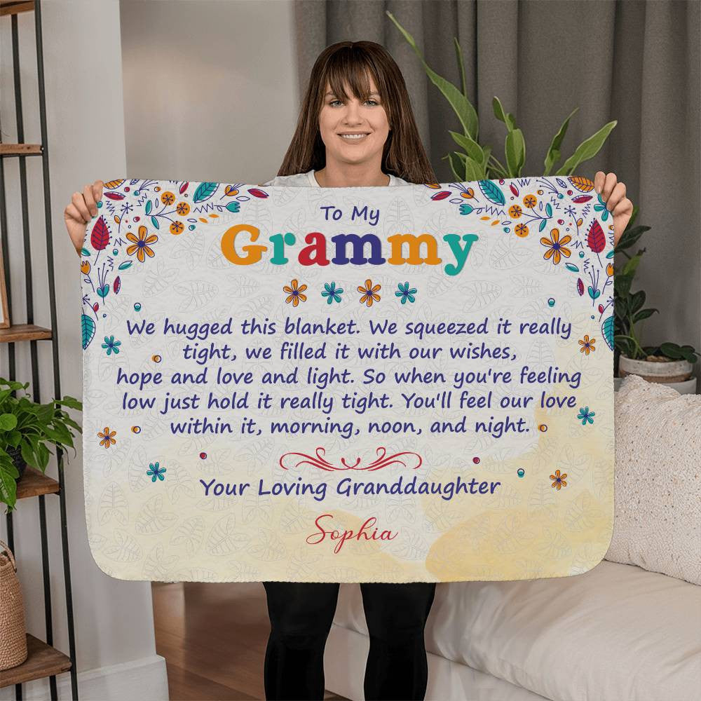 Personalized Grammy Sherpa Fleece Blanket from Granddaughter