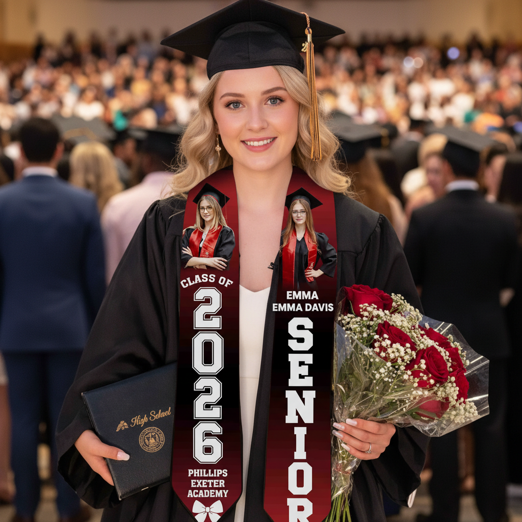 Custom name graduation sash with school name design