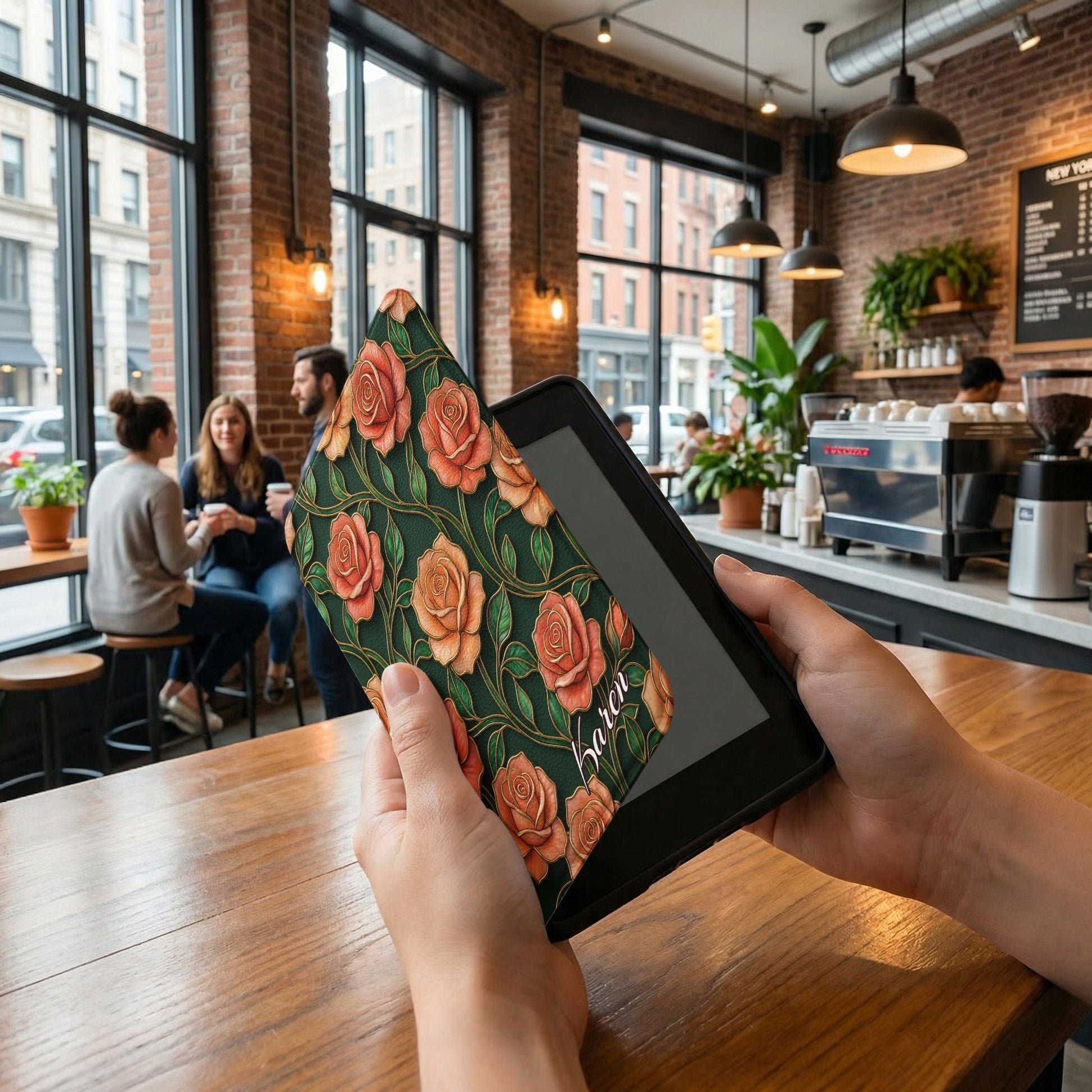 Personalized Karen Rose Pattern Dark Green Tablet Cover product type