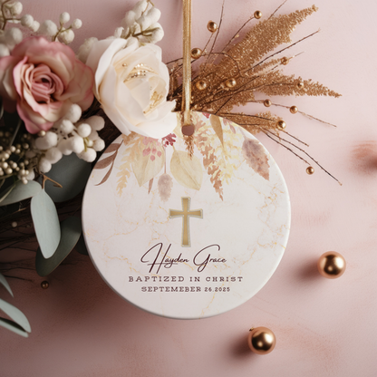 Personalized Baptism Ornament – Custom “Baptized in Christ” Keepsake with Child’s Name & Date – Christian Christening Gift