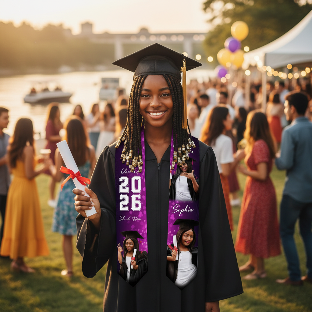 Personalized Graduation Stole Class of 2026 – Custom Name, Photo & Funny Quote Graduation Sash, Unique Senior Gift