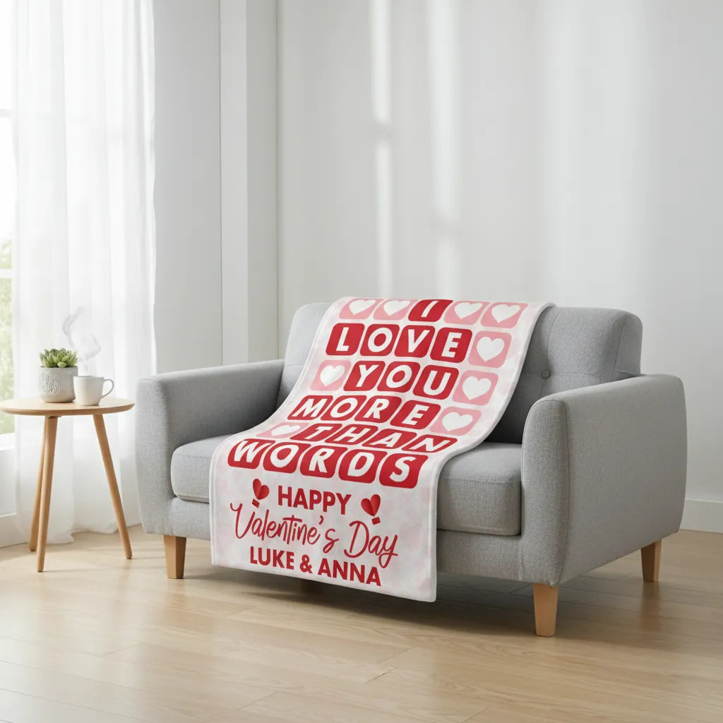I Love You More Fleece Blanket – Personalized Valentine Couple Blanket