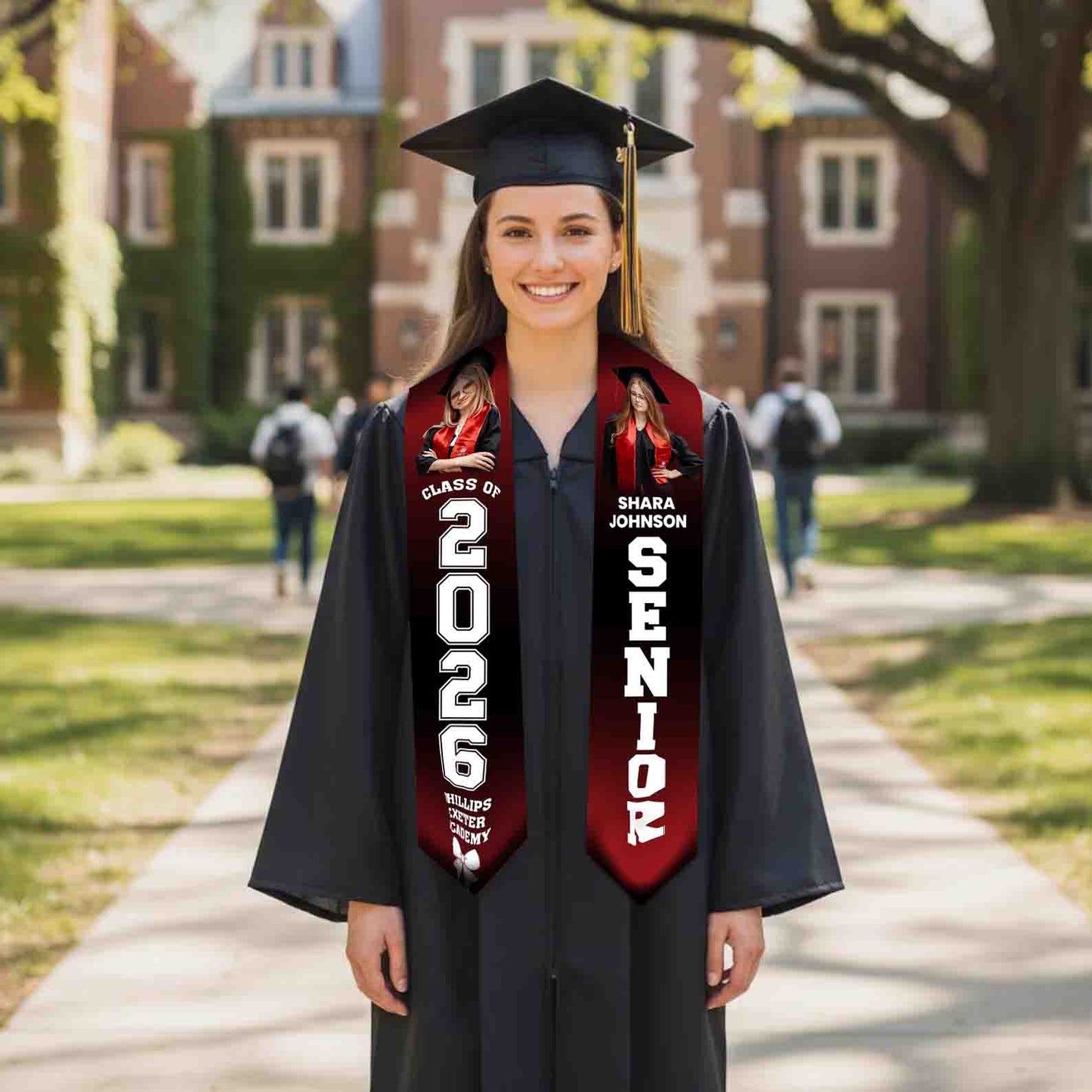 Graduation stole with photo collage and name design