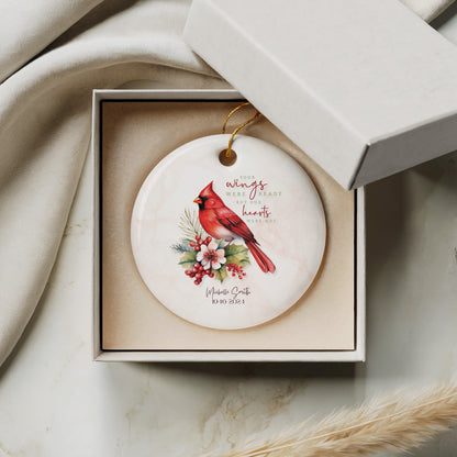 Personalized Memorial Ornament – “Your Wings Were Ready” Cardinal Remembrance Ornament – In Memory of Loved One Christmas Keepsake Gift