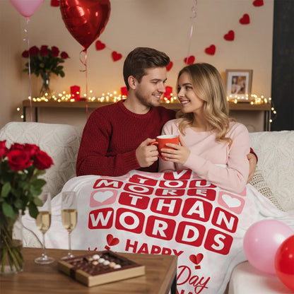 I Love You More Fleece Blanket – Personalized Valentine Couple Blanket