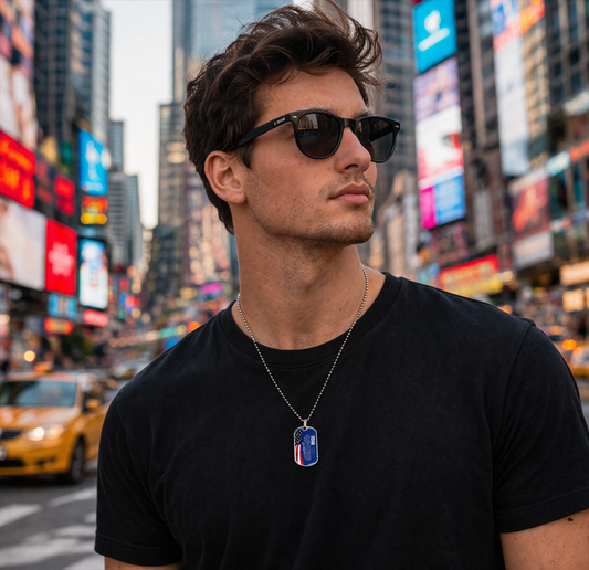 To My Son Dog Tag Necklace – Inspirational Gift from Mom & Dad | American Flag Pendant Gift for Son