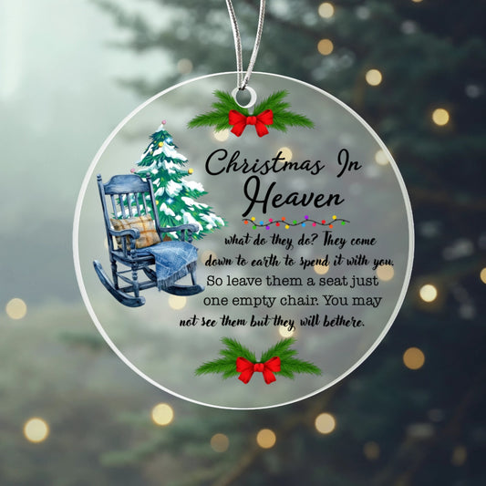 Personalized Acrylic Christmas Ornament - "Christmas In Heaven" Memorial Gift