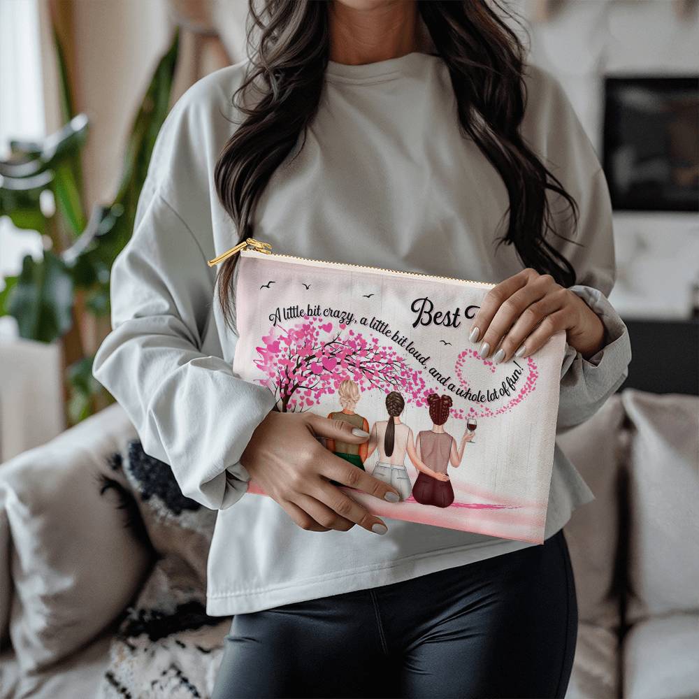 Custom Best Friend Makeup Bag - Personalized Characters Cosmetic Pouch