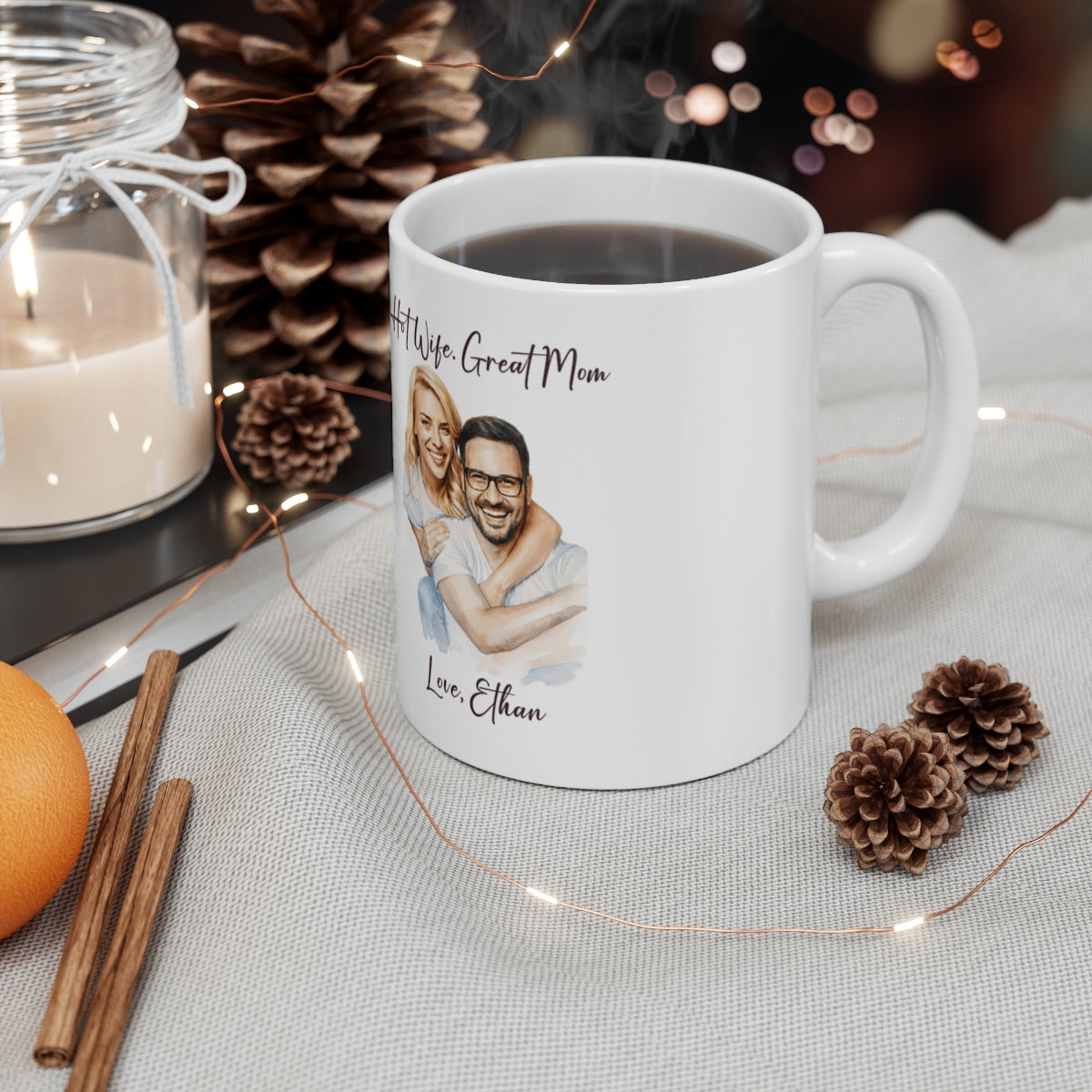 Hot Wife Great Mom Mug, Personalized Photo Custom Gift, Love Ethan Coffee Cup, Best Mom Present, Gift for Her, Pet Lover Mug