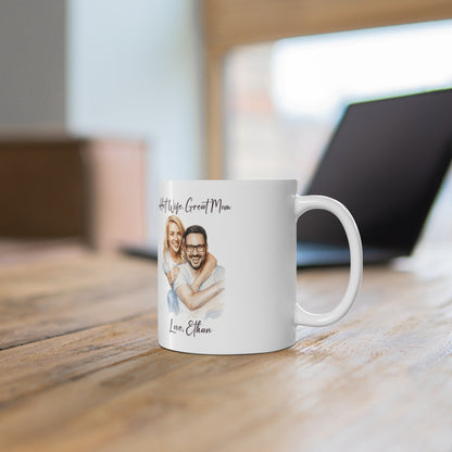 Hot Wife Great Mom Mug, Personalized Photo Custom Gift, Love Ethan Coffee Cup, Best Mom Present, Gift for Her, Pet Lover Mug