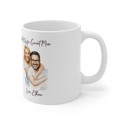 Hot Wife Great Mom Mug, Personalized Photo Custom Gift, Love Ethan Coffee Cup, Best Mom Present, Gift for Her, Pet Lover Mug