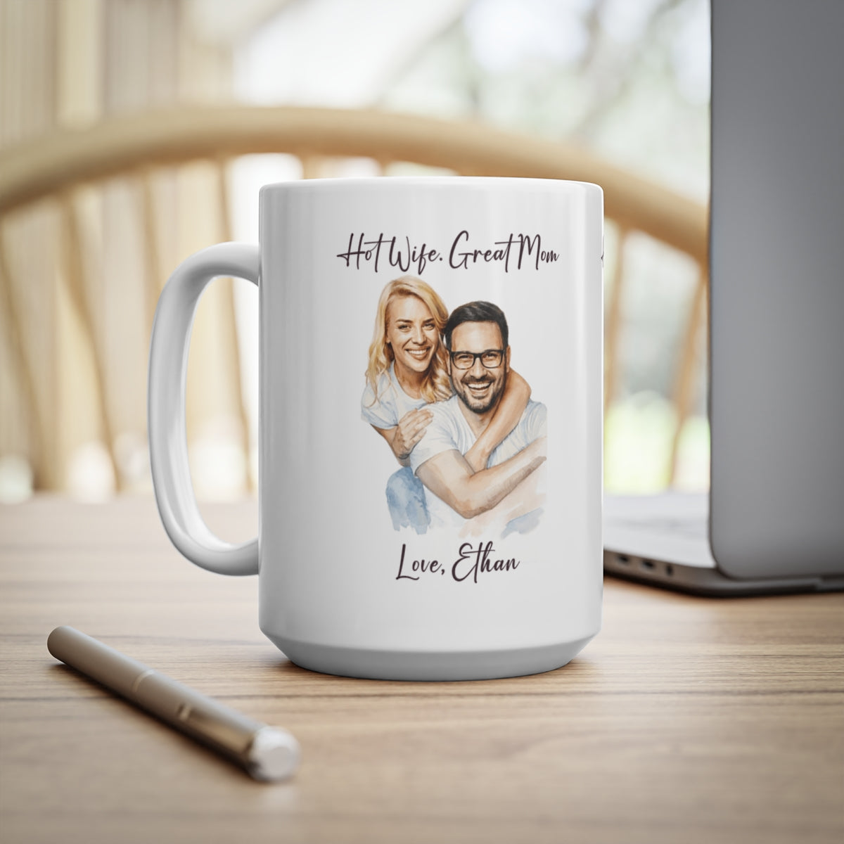 Hot Wife Great Mom Mug, Personalized Photo Custom Gift, Love Ethan Coffee Cup, Best Mom Present, Gift for Her, Pet Lover Mug