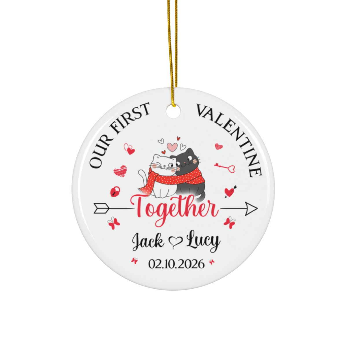 Personalized Valentine’s Day Ornament – Custom Couple Name Romantic Keepsake