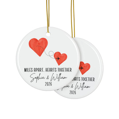 Personalized Valentine’s Day Ornament – Miles Apart but Close at Heart Keepsake