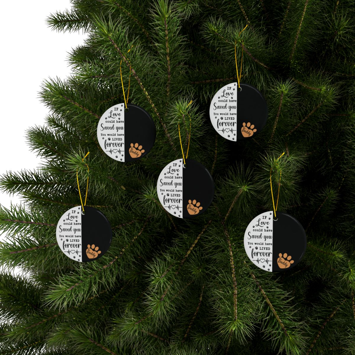 Personalized Pet Memorial Ornament with Photo – “If Love Could Have Saved You” Dog Remembrance Keepsake, Custom Pet Name Hanging Ornament