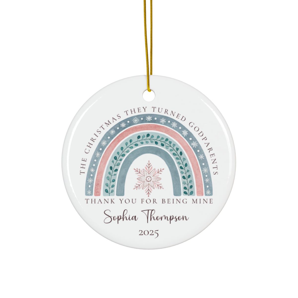 Personalized Godparent Ornament from Godchild – Custom Names & Year – Thank You Christmas Gift Keepsake