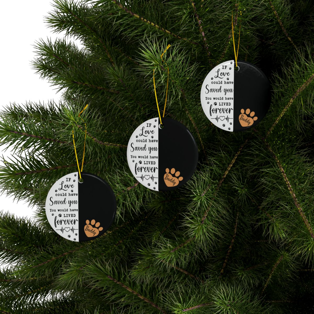 Personalized Pet Memorial Ornament with Photo – “If Love Could Have Saved You” Dog Remembrance Keepsake, Custom Pet Name Hanging Ornament