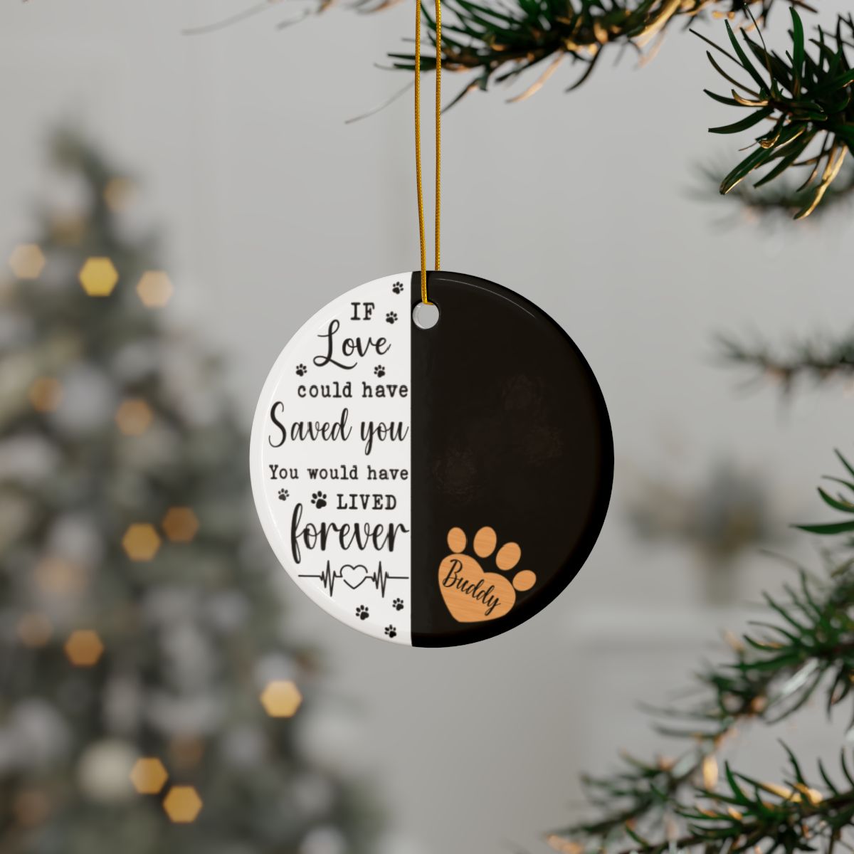 Personalized Pet Memorial Ornament with Photo – “If Love Could Have Saved You” Dog Remembrance Keepsake, Custom Pet Name Hanging Ornament
