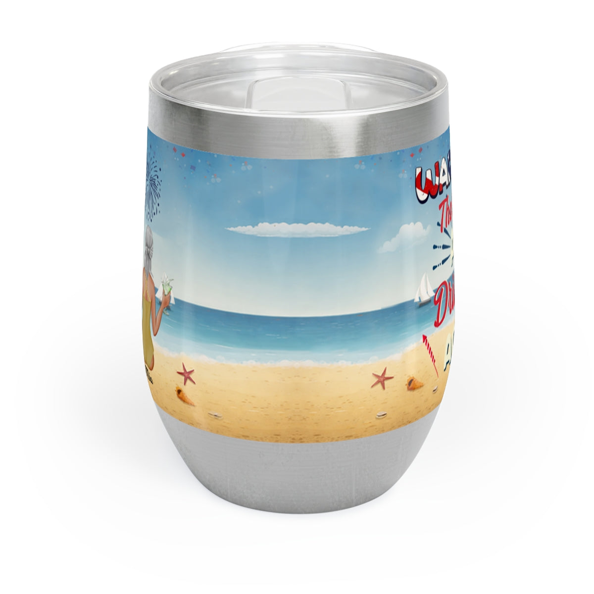 beach scene insulated tumbler with ocean and sand design