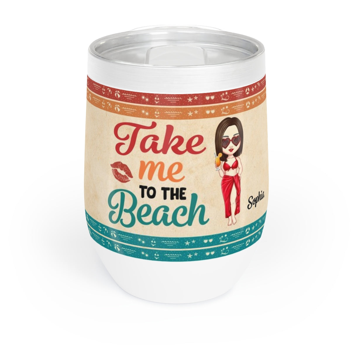 Take Me To The Beach Personalized Wine Tumbler | Custom Name, Beach Theme